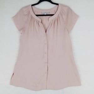 Ann Taylor Loft Relaxed Fit Button Up Blouse Size XXSmall in Pink